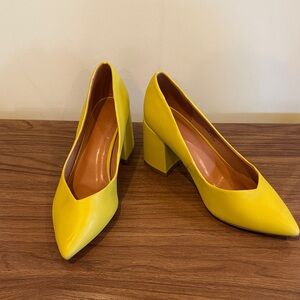 ASOS Mustard Yellow Pointed Block Heels